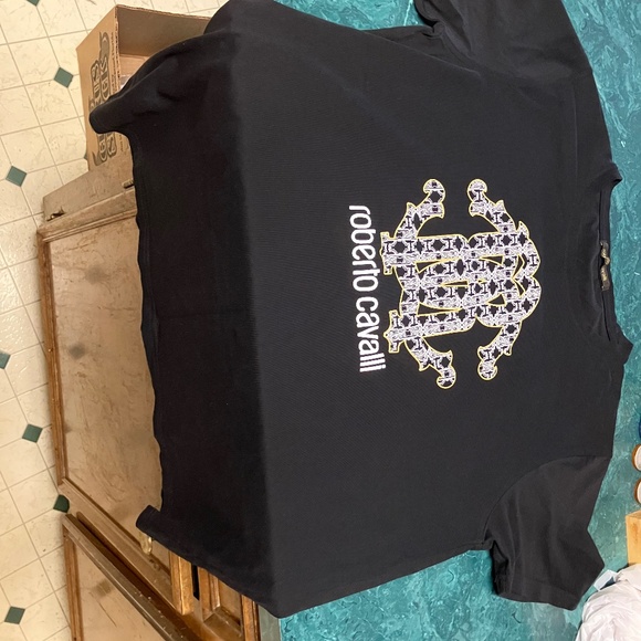 Roberto Cavalli Men’s RC Logo Graphic Black Tee Size XXL - Picture 1 of 6